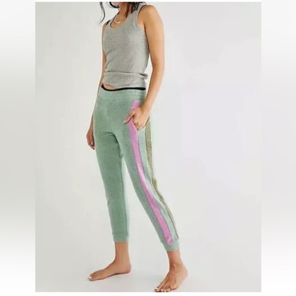 Intimately FREE PEOPLE Blue Monday Fleece Joggers In Valley Girl Green Small - Picture 1 of 8